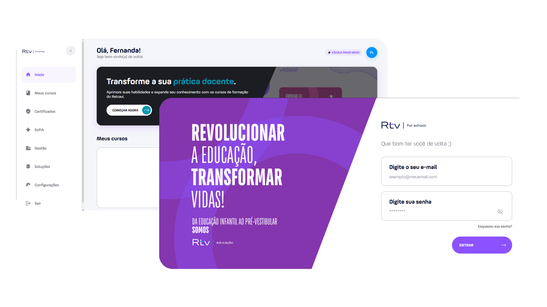 Interface de Gestão e Dashboard do Retravi for School